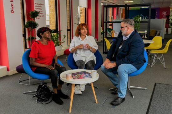 Residents with Wandle officer casually chating