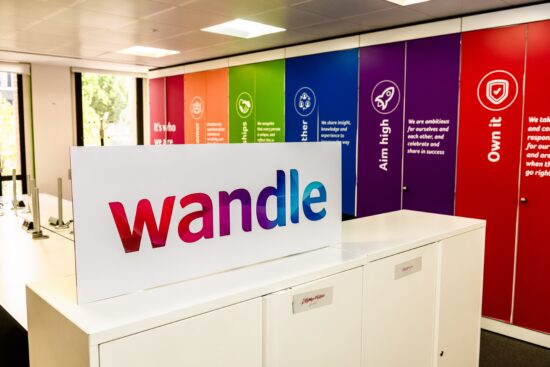 Wandle logo with values background